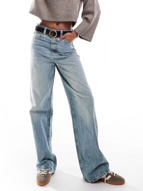 ASOS DESIGN Tall wide leg dad jeans in pale vintage